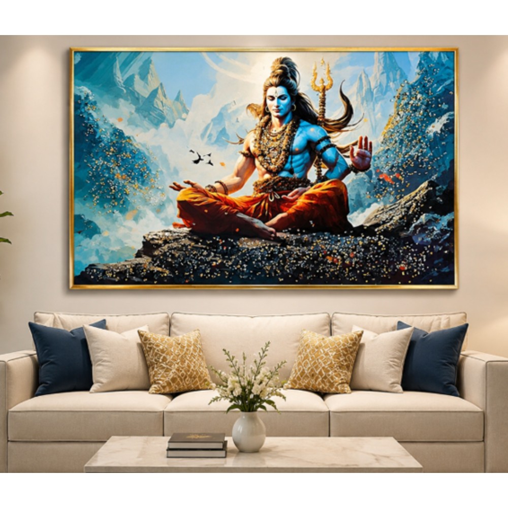 Premium Divine Shiva Meditation Crystal Painting