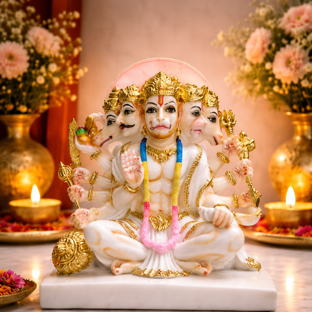 God Panchmukhi Hanuman Idol | Divine Lord Dattatreya Idol – Trinity God Statue for Home Temple & Spiritual Décor