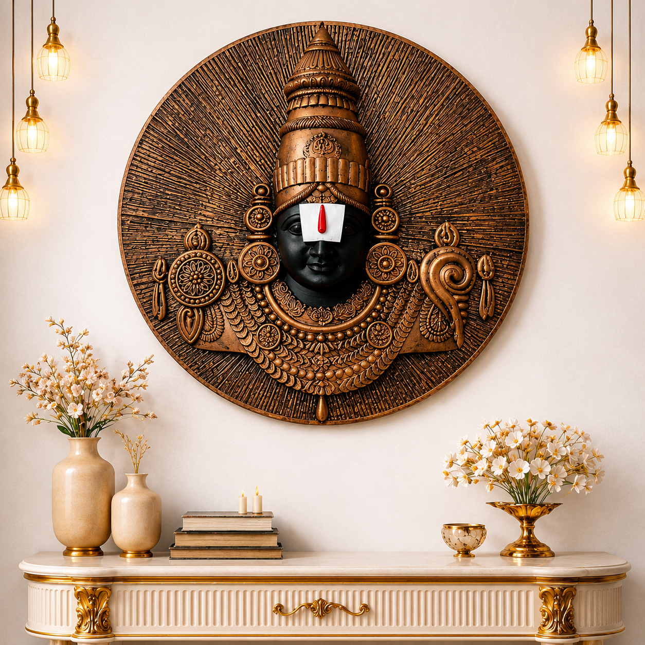 Tirupati Balaji 3D Relief Wall Hanging (20 inch) | Venkateswara Wall Mural Sculpture for Home Decor, Living Room | Vishnu Antique Spiritual Wall Art, Vastu Decorative Wall Panel