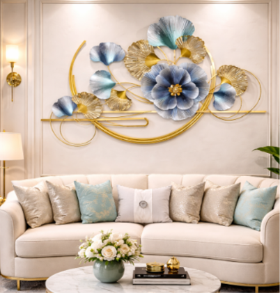 Royal Blue Blossom Premium Metal Wall Art