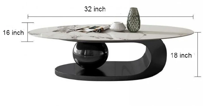 Premium Oval Marble Top Center Table Set with Stainless Steel PVD Base – Luxury Coffee Table with Side Table