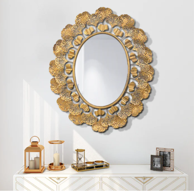 Golden Aurelia Deep-Frame Luxury Wall Mirror – Premium Designer Accent Mirror for Sophisticated Interiors