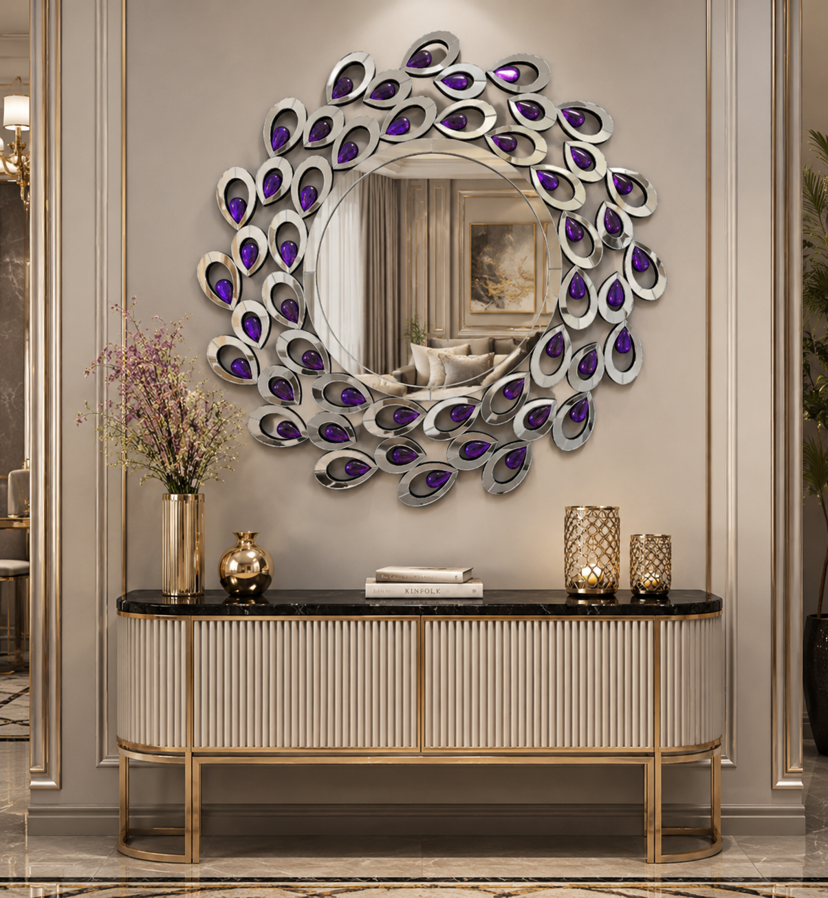 Bali Royale Hand-Carved Round Wall Mirror – Premium Decorative Accent Mirror