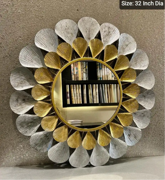 Blooming Petals Luxury Gold Wall Mirror – Handcrafted Floral Accent Mirror