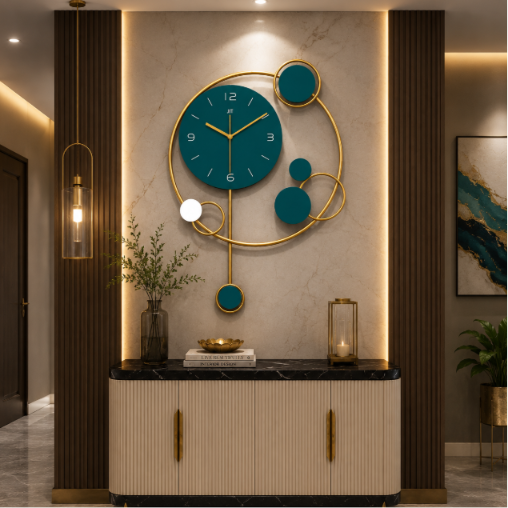 Decorative Iron Metal Hanging Wall Clock – Luxury Modern Statement Timepiece for Elegant Interiors