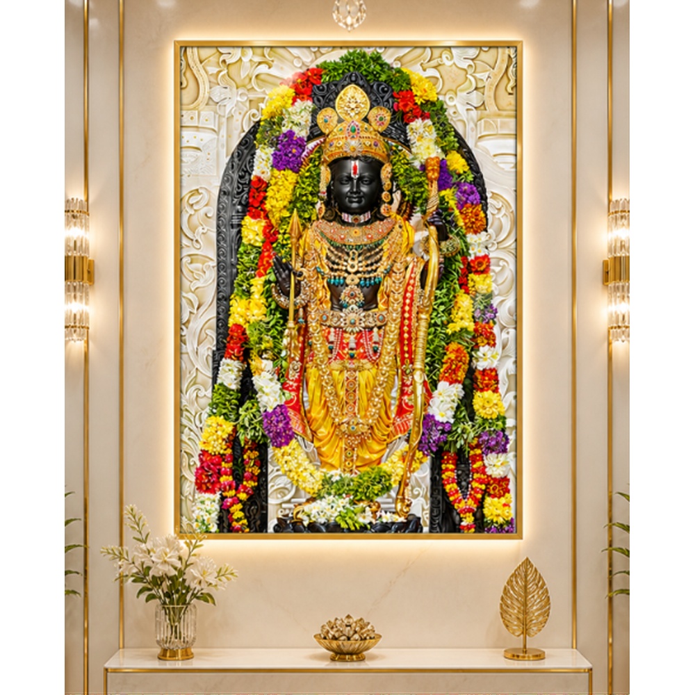 Shri Ram Janmbhoomi Portray Premium Vertical Wall Art | Premium Crystal Wall Art of Sacred Elegance