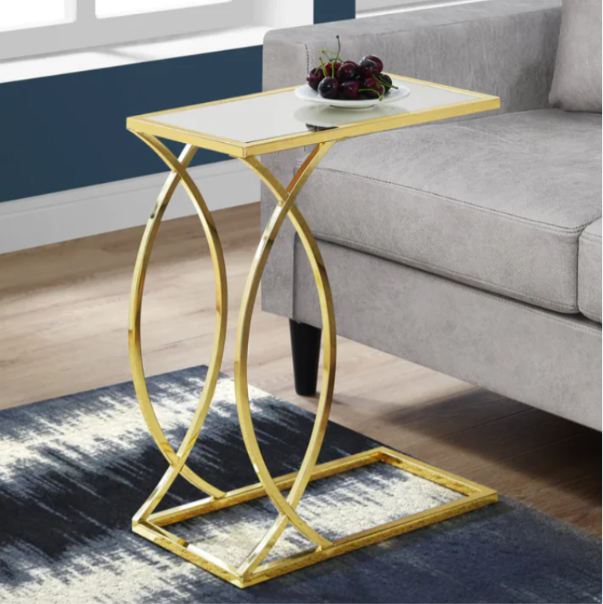 Luxury Gold C-Shaped Metal Side Table | Modern Minimalist End Table for Living Room, Bedroom & Office