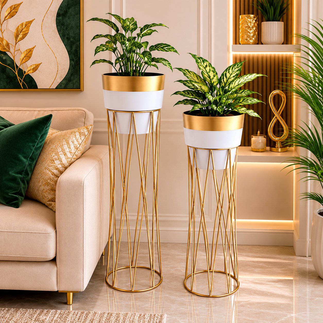 Luxury Geometric Planter - Elegant Home Décor Planter Duo